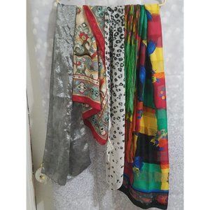 Lot of 5 Scarves Bulk Colorful Silky Feel